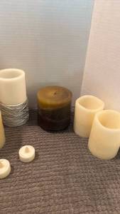 lot 1110 image: Flameless LED Candle and candles with holders