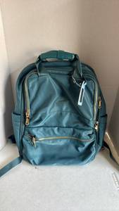 lot 1230 image: Teal Backpack with Gold-Tone Zippers and Padded Straps