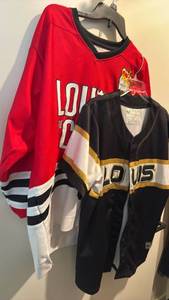lot 1254 image: Louis Child Hockey Jerseys Lot of 2 Red Black