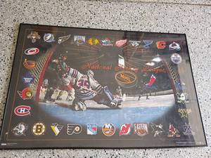 lot 2105 image: Framed Poster of The National Hockey League    24.5 x 36