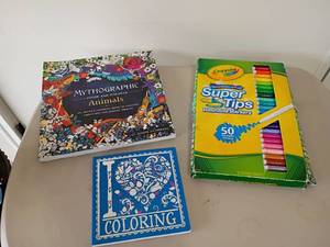 lot 2128 image: 50 Crayola Markers and Adult Coloring Books