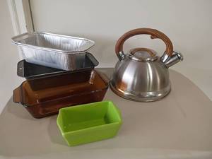 lot 2205 image: Loaf Pans and a Balduzzi Tea Kettle