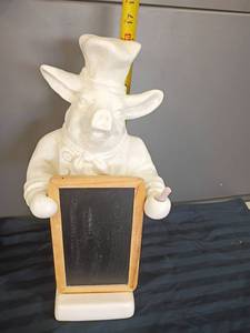 lot 2225 image: Ceramic Pig with Chalk Board Sign.