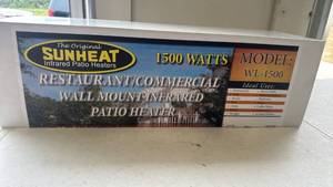 lot 2323 image: Sunheat WL-1500 1500 Watts Wall Mount Infrared Patio Heater new in box