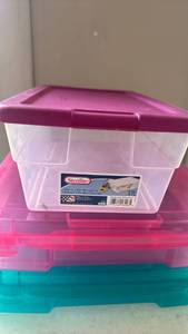 lot 2324 image: Scrapbook paper cases and Sterilite storage