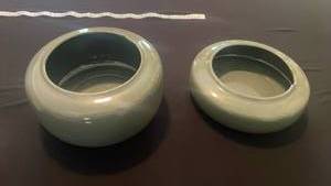 lot 7104 image: Pair of Round Wall-Mount Trim Rings 4 inch Cream