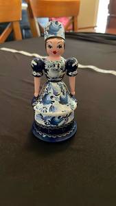 lot 7105 image: Blue and White Porcelain Figurine Doll with Floral Decoration