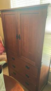 lot 70752 image: Wooden Armoire Wardrobe Cabinet with Drawers 20x20x65