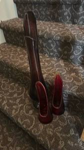 lot 70761 image: Red Glass Bud Vases Candle Holders  Set of 3 Approx 26in Tall