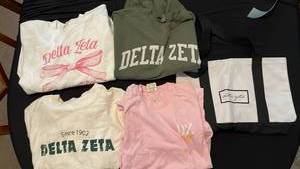 lot 71011 image: Clothing Lot Bundle 6 Items T-Shirts Tote Bag Delta Zeta