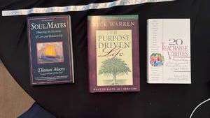 lot 71046 image: Lot of 5 Self-Help and Inspirational Books Soul Mates, Purpose Driven Life, Purpose Driven Life, Teachable Virtues