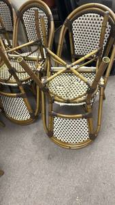 lot 70808 image: Set of  4Bistro Chairs with Black and White Woven Seats