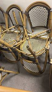 lot 70809 image: Set of 4 Rattan Bistro Chairs with Woven Wicker Seats and Backs