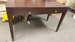 lot 70824 image: Brown Wood Desk faux drawers 48x24x30