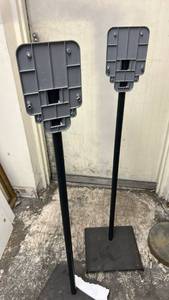 lot 70867 image: Pair of Adjustable Hand sanitizer  Stands with Gray Heads and Black Poles