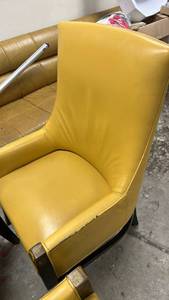 lot 70882 image: Yellow Upholstered Dining Chair with Black Legs