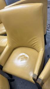 lot 70884 image: Upholstered Dining Chair with Wood Legs CreamTan