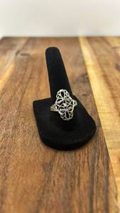 lot 7084 image: Filigree Diamond-Cut Sterling Silver Ring - Size 7.5 - From Thailand
