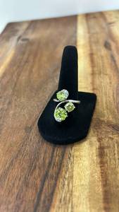 lot 7093 image: Fashion Ring trio with Green and White Stones size 7