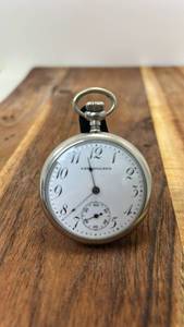 Vintage New England Watch Co. Movado Pocket Watch Open Face White Dial Subdial