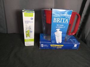 lot 7120 image: GE SmartWater MSWF Refrigerator Filter and Brita Water Filtration Pitcher Lot