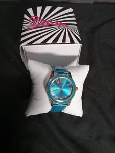 lot 7135 image: Bola Analog Wristwatch Blue Dial Roman Numerals Leather Strap