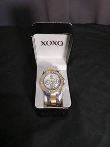 lot 7140 image: XOXO Chronograph Watch Two-Tone Bracelet Crystal Bezel