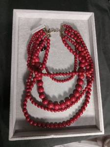 lot 7143 image: Baobab Red Beaded Multi-Strand Necklace
