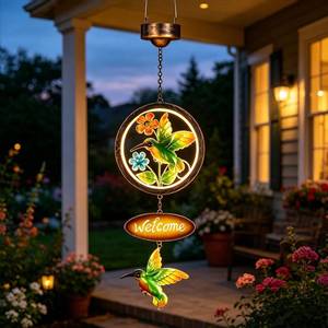 lot 8 image: copinpin Hummingbird Solar Lantern Outdoor Waterproof Welcome Sign lamp Birthday Gifts for Women Mom Outside Hanging Lights Decor for Garden Yard Patio Backyard Porch