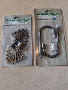 lot 13 image: WindowDimensions RodSystem Holdback Arms Meridian Finials 2-Piece Lot