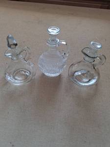 lot 15 image: Glass Condiment Bottles and Decanters, Set of 3 with Stoppers
