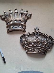 lot 23 image: Decorative Crown Ornaments with Rhinestone Accents, 2 Piece Set