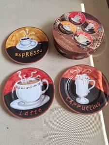 lot 28 image: Amelican Atelier Coffee Plates 3-Piece Set Espresso Latte Cappuccino