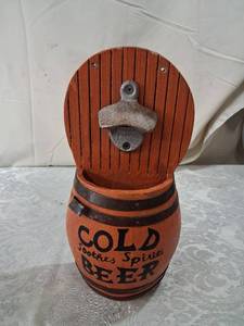 lot 78 image: Cold Scotches Spirits Beer Barrel Wall Bottle Opener
