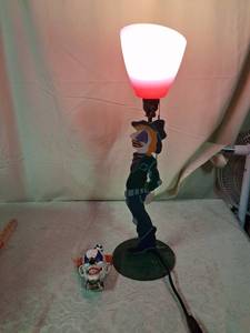 lot 82 image: Figural Character Table Lamp with Red and White Shade