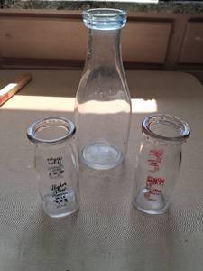 lot 109 image: Vintage Milk Bottles Lot - Higher View Premium Milk and VanDalsen Grade A Dairy