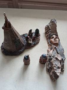 lot 130 image: Native American Teepee Figurine Set with Female Bust and Small Figures