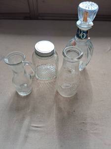 lot 165 image: Lot of 4 Glass Bottles and Decanters with Stoppers