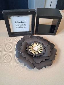 lot 166 image: Decorative Accents Set Black Flower Wall Art with Display Boxes
