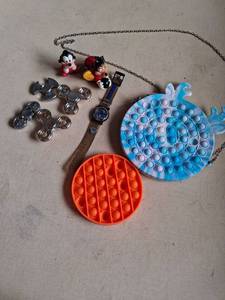 lot 190 image: Pop It Fidget Toy Bundle Pineapple Fish Blue Orange Red with Accessories