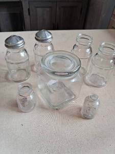 lot 198 image: Glass Storage Jars with Metal Lids 7-Piece Set