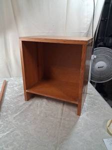 lot 207 image: Wood Storage Cabinet Shelf Unit Open Box