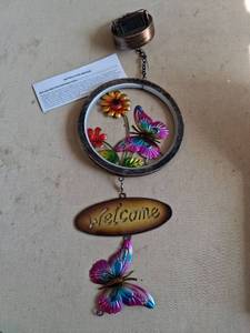 lot 227 image: Solar Powered Window Hanging Suncatcher Butterfly Flower Mobile with Manual