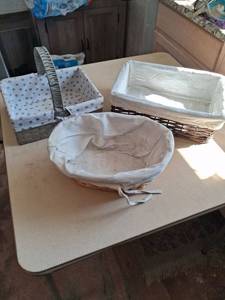 lot 229 image: Woven Storage Baskets with Handles and Liners Set of 3