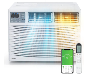 lot 18247 image: ROVSUN 18000 BTU 230V Window Air Conditioner with Heat & Install Kit - Retail $849