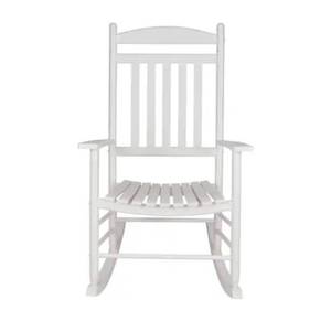 lot 18251 image: White Wood Frame Rocking Chair with Slat Seat - Retail $130
