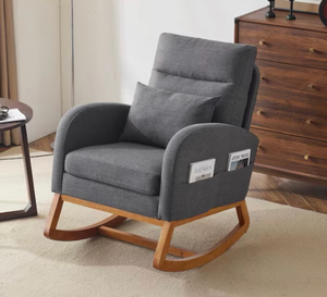 lot 18262 image: Karl Home Gray Linen Rocker Armchair - Retail $211