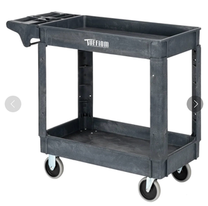 lot 18264 image: TUFFIOM 550 LBS Heavy-Duty Utility Service Cart  2 or 3 Shelf  Indoor Rolling Cart - Retail $99