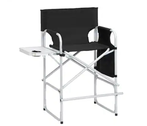 lot 18267 image: Winado - 1PC Directors Chair Seat Folding with Side Table Storage Bag Bar Height Portable Makeup Artist Chair for Indoor Outdoor - Black - Retail $79