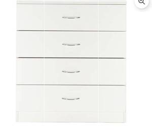 lot 18279 image: Winado 4-Drawer White Particle Board 25.98in. W Chest of Drawer - Retail $138